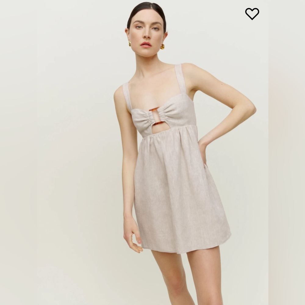 NWT Reformation Noel Linen Dress in beige. (Original price $218, now $168)